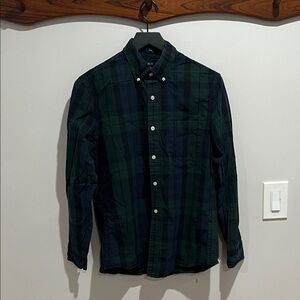 J. Crew Green and Blue Casual Button Down Shirt